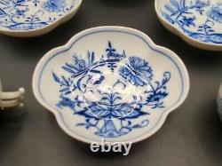 4 Meissen Blue Onion Demitasse Cups and Saucers Crossed Swords Excellent