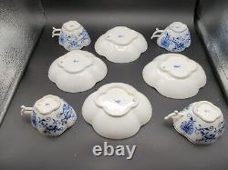 4 Meissen Blue Onion Demitasse Cups and Saucers Crossed Swords Excellent