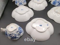 4 Meissen Blue Onion Demitasse Cups and Saucers Crossed Swords Excellent