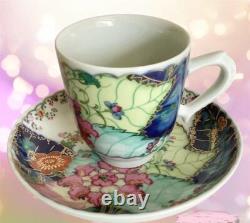 4 Mottahedeh Tobacco Leaf Demitasse Footed Cup And Saucer