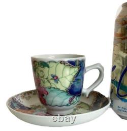 4 Mottahedeh Tobacco Leaf Demitasse Footed Cup And Saucer