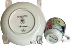 4 Mottahedeh Tobacco Leaf Demitasse Footed Cup And Saucer