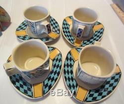 4 ROSENTHAL FLASH Dorothy Hafner Demi-Tasse 2 Cups & Saucers Studio Line Germny