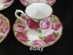 4 Royal Albert Old English Rose Demitasse Cups & Saucer