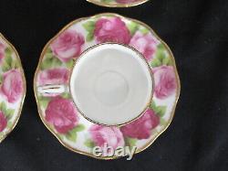 4 Royal Albert Old English Rose Demitasse Cups & Saucer