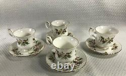 4 Royal Albert Winter Garden Berries Demitasse Small Cups Saucers