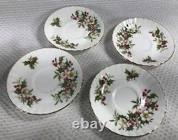 4 Royal Albert Winter Garden Berries Demitasse Small Cups Saucers