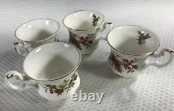 4 Royal Albert Winter Garden Berries Demitasse Small Cups Saucers