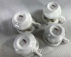 4 Royal Albert Winter Garden Berries Demitasse Small Cups Saucers