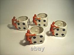 4 Royal Bayreuth Bavaria Demitasse Dice Cups/devil Handles & Card Saucers Rare