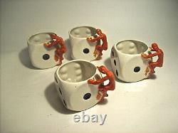 4 Royal Bayreuth Bavaria Demitasse Dice Cups/devil Handles & Card Saucers Rare