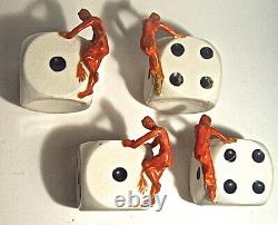 4 Royal Bayreuth Bavaria Demitasse Dice Cups/devil Handles & Card Saucers Rare