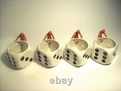 4 Royal Bayreuth Bavaria Demitasse Dice Cups/devil Handles & Card Saucers Rare