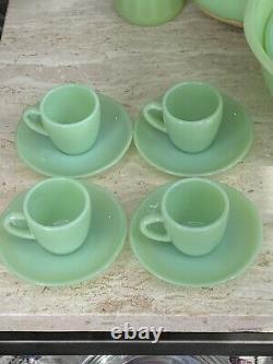 4 Sets Fire King Jadeite Restaurant Ware RW Demitasse Espresso Cups & Saucers