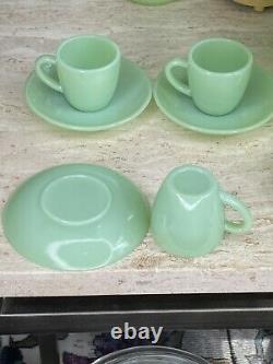 4 Sets Fire King Jadeite Restaurant Ware RW Demitasse Espresso Cups & Saucers