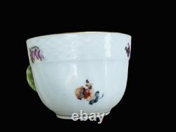 (4 Sets) Flowers Herend Gold Rim Demitasse Cups & Saucers #1728 Hand painted