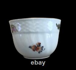 (4 Sets) Flowers Herend Gold Rim Demitasse Cups & Saucers #1728 Hand painted