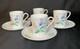 4 Sets Stig Lindbergh For Gustavsberg Florette Demitasse Cups & Saucers Euc