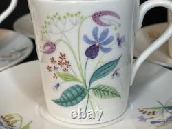 4 Sets Stig Lindbergh For Gustavsberg Florette Demitasse Cups & Saucers EUC