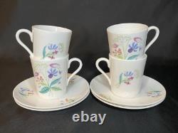 4 Sets Stig Lindbergh For Gustavsberg Florette Demitasse Cups & Saucers EUC