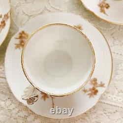 4 Sets of Rare Antique Limoges Hand Painted Demitasse Cup/Saucer with Swirl Handle