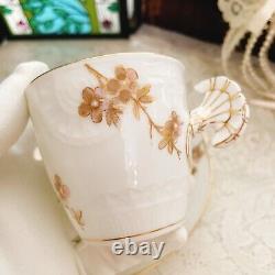 4 Sets of Rare Antique Limoges Hand Painted Demitasse Cup/Saucer with Swirl Handle