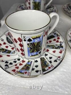 4 Staffordshire Elizabethan Cut For Coffee Demi-tasse Cups & Saucers GREAT