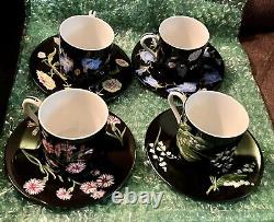 4 TIFFANY & CO. Mrs Delany's Flowers Demitasse Cups & Saucers by Sybil Connolly