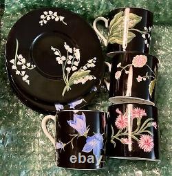 4 TIFFANY & CO. Mrs Delany's Flowers Demitasse Cups & Saucers by Sybil Connolly