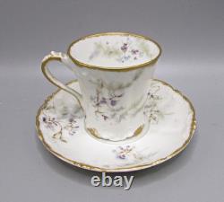 4 Theodore Haviland Demitasse Cups/Saucers -Purple Violets Schleiger 1026-2