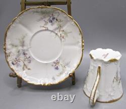 4 Theodore Haviland Demitasse Cups/Saucers -Purple Violets Schleiger 1026-2