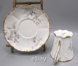 4 Theodore Haviland Demitasse Cups/Saucers -Purple Violets Schleiger 1026-2