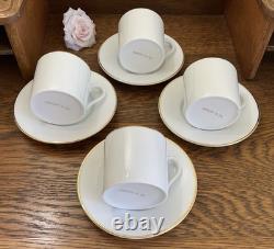 4 Tiffany & Co Demitasse/Espresso Cups & Saucers Gold Trim Holds 5 oz PRISTINE