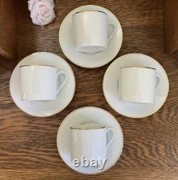 4 Tiffany & Co Demitasse/Espresso Cups & Saucers Gold Trim Holds 5 oz PRISTINE