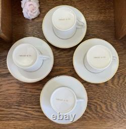 4 Tiffany & Co Demitasse/Espresso Cups & Saucers Gold Trim Holds 5 oz PRISTINE