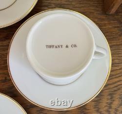 4 Tiffany & Co Demitasse/Espresso Cups & Saucers Gold Trim Holds 5 oz PRISTINE