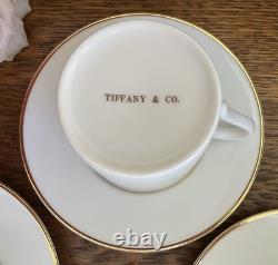 4 Tiffany & Co Demitasse/Espresso Cups & Saucers Gold Trim Holds 5 oz PRISTINE