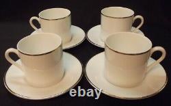 4 Tiffany & Co.'palladium Band' Gold Trim Flat Demitasse Cups & Saucers Wow