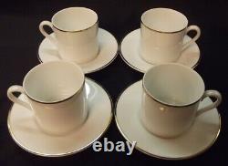 4 Tiffany & Co.'palladium Band' Gold Trim Flat Demitasse Cups & Saucers Wow