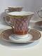 4 Vtg Mc Porcelain Demitasse Cup & Saucer Set Pink Gold Hollywood Regency Mint