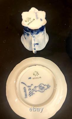 4 Victorian Rosenthal Blue Delft Versailles Bone China Demitasse Tea Cups Saucer