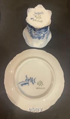4 Victorian Rosenthal Blue Delft Versailles Bone China Demitasse Tea Cups Saucer