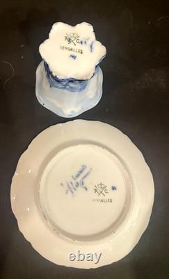 4 Victorian Rosenthal Blue Delft Versailles Bone China Demitasse Tea Cups Saucer