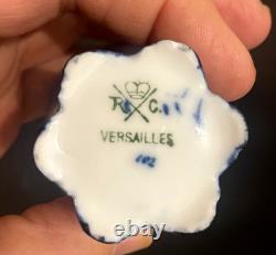 4 Victorian Rosenthal Blue Delft Versailles Bone China Demitasse Tea Cups Saucer