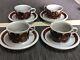 4 Vtg 1970s Arabia Finland Signed Rosmarin Anemone Brown Demitasse Cups Saucers