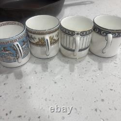 4 Wedgwood Demitasse cups/saucers Colonnade, Columbia, Florentine, Runnymede
