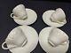 4 Wedgwood Queensware Demitasse Cups & Saucers Cream Embossed Shell Edge 1961