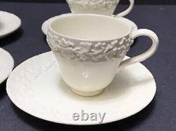 4 Wedgwood Queensware DEMITASSE CUPS & SAUCERS Cream Embossed Shell Edge 1961