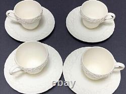 4 Wedgwood Queensware DEMITASSE CUPS & SAUCERS Cream Embossed Shell Edge 1961