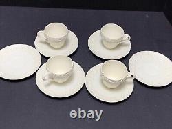 4 Wedgwood Queensware DEMITASSE CUPS & SAUCERS Cream Embossed Shell Edge 1961